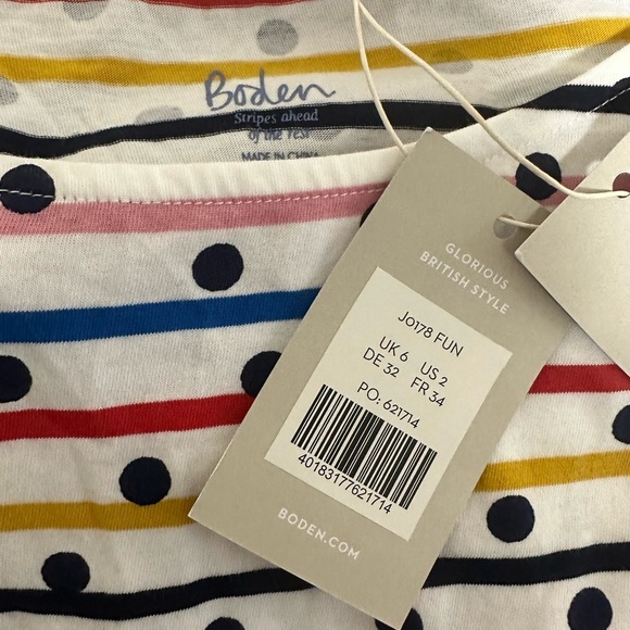 Boden rainbow stripped and polka dot t shirt - Picture 3 of 4
